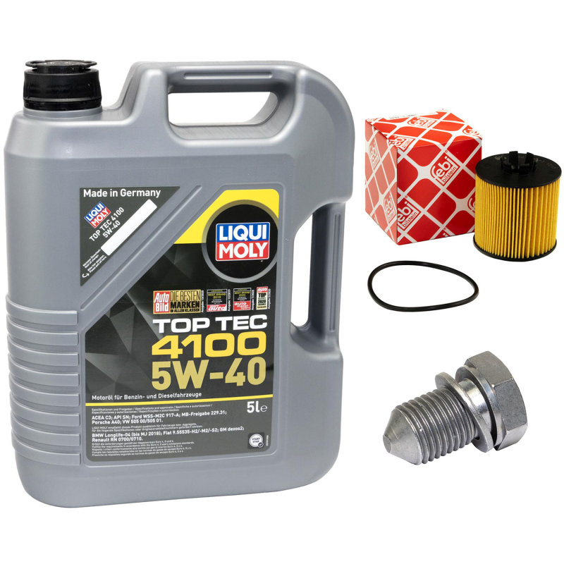 Motoröl 5W40 5 Liter + Ölfilter Febi + Ölablassschraube online im MVH,  51,45 €